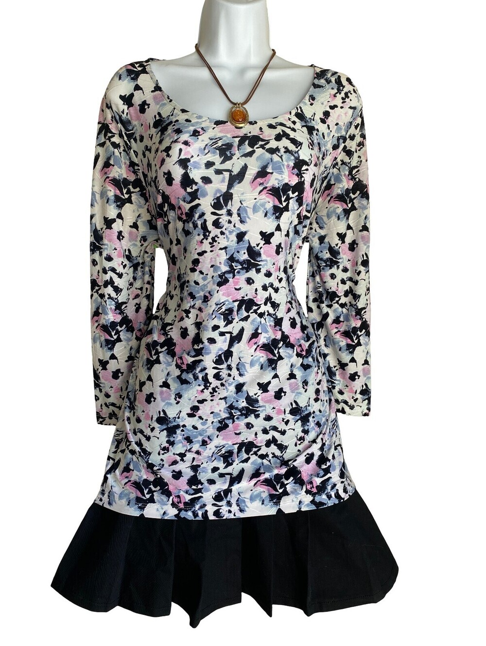 Vintage Croft & Barrow L Abstract Floral 3/4 Sleeve Tunic Blouse Boho Whimsigoth